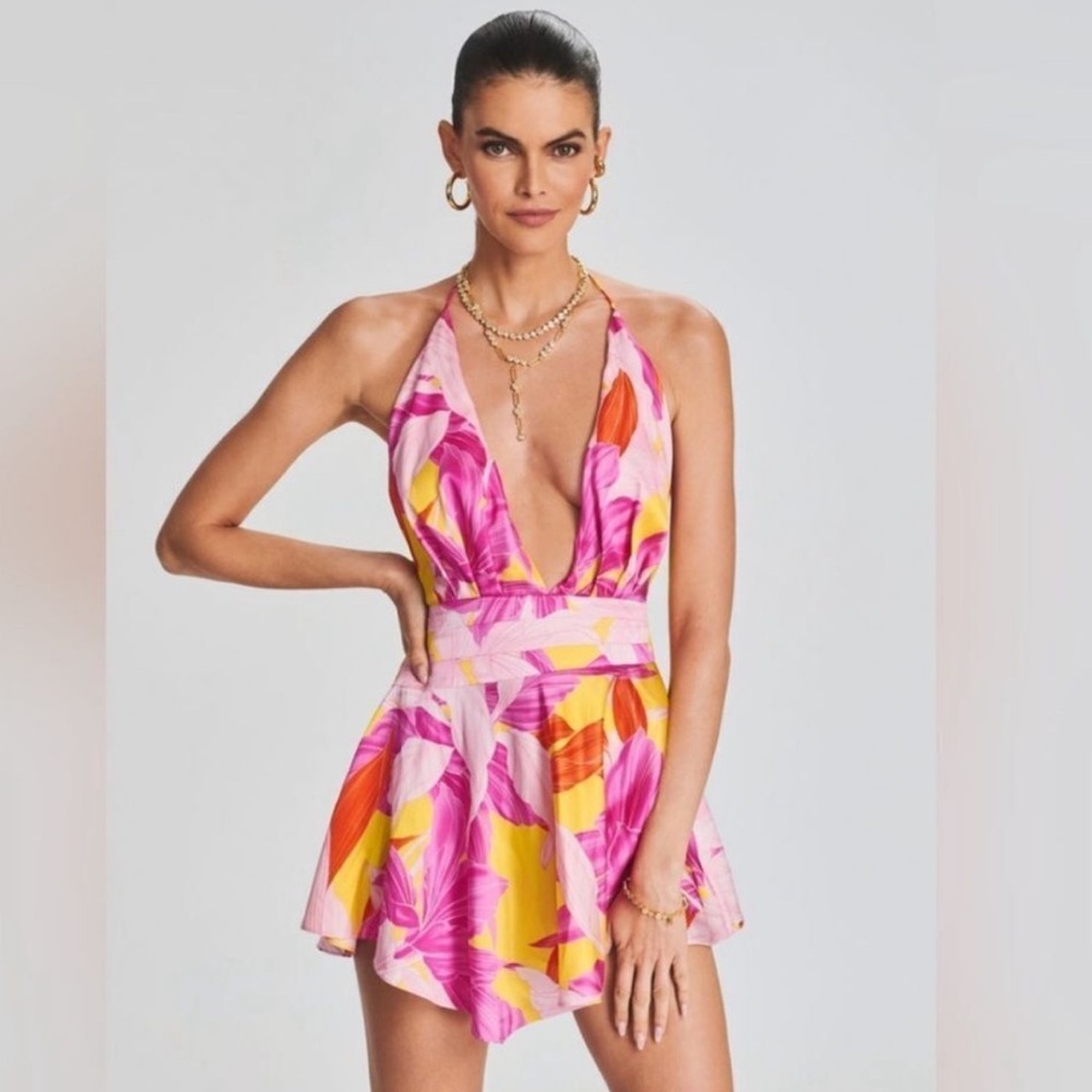 Retrofete silk mini halter dress